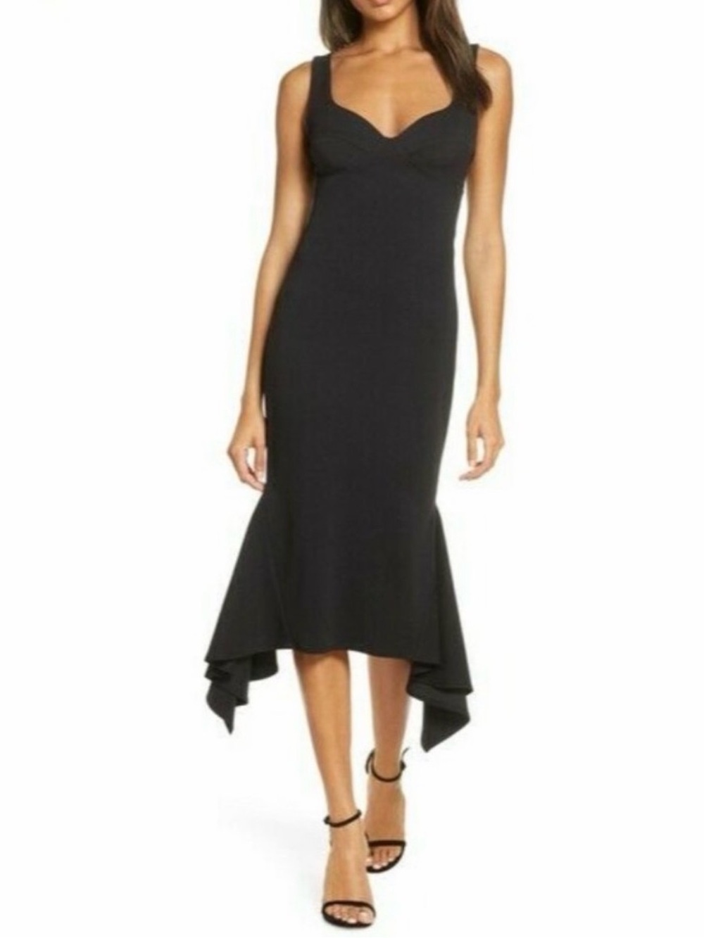 Katie May Flamenco Midi Dress Black Size Med Cocktail Wedding Guest Mermaid Trim